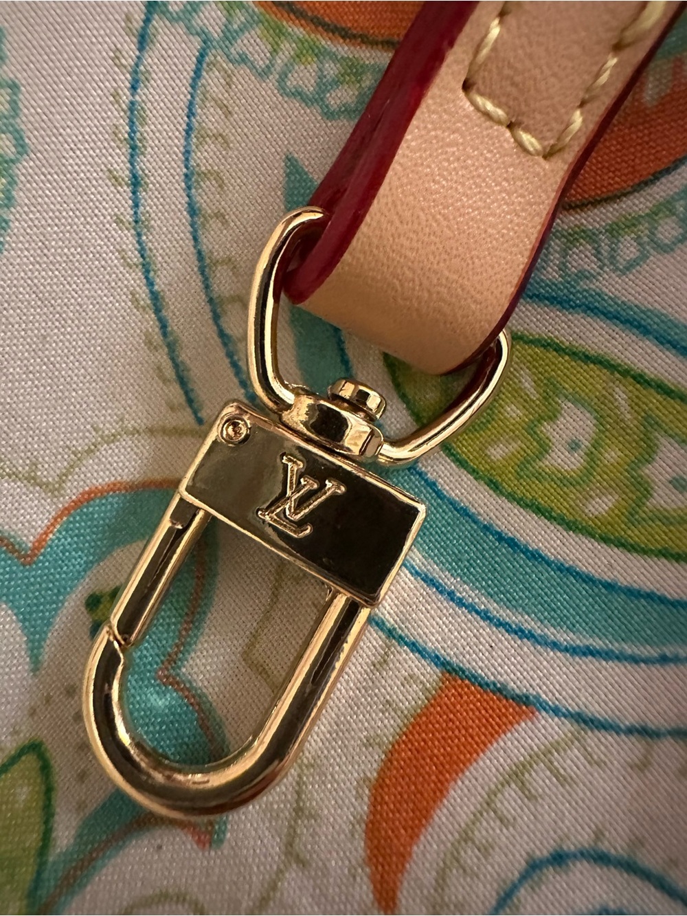 Louis Vuitton Beige Leather Crossbody Strap with Gold Hardware